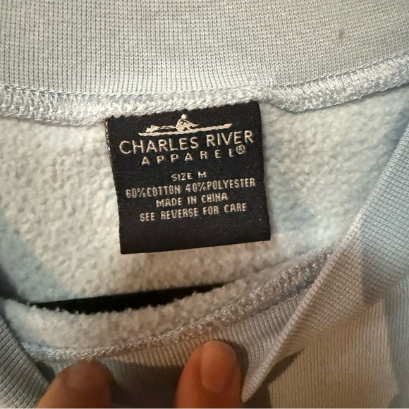 Charles River Unisex Westerly Crewneck Sweatshirt-blue/white/gray block- M - Picture 3 of 6